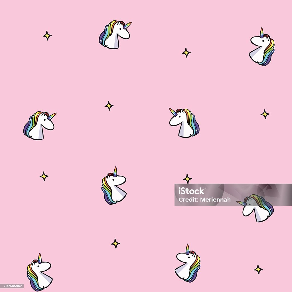 Vector seamless pattern with unicorns Pink rainbow unicorn background Animal Pattern stock vector