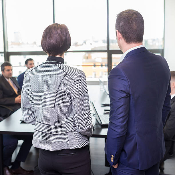 istock Corporate business team office meeting. 637647152