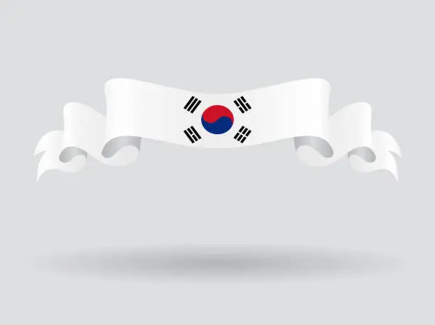 Vector illustration of South Korean wavy flag. Vector illustration.