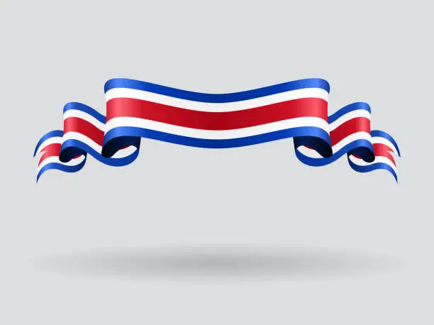 Vector illustration of Costa Rican wavy flag. Vector illustration.