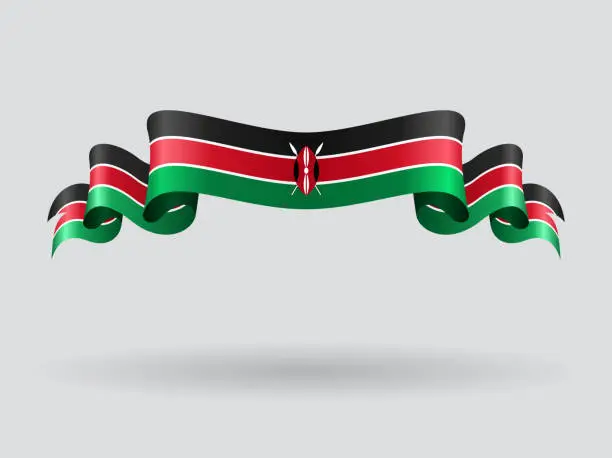 Vector illustration of Kenyan wavy flag. Vector illustration.