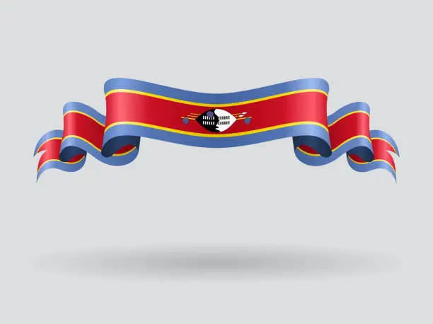 Vector illustration of Swaziland wavy flag. Vector illustration.