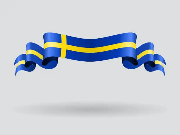 Vector illustration of Swedish wavy flag. Vector illustration.