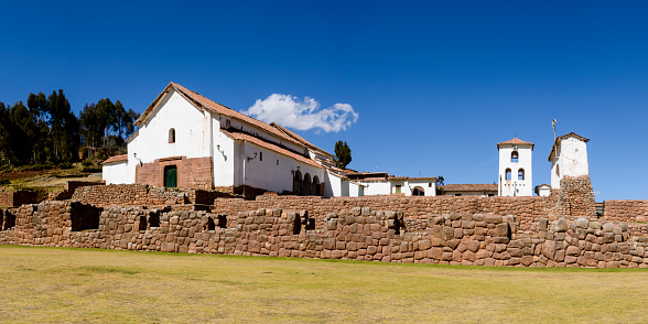 The colonial church in the town of Chincero which was built atop Inca ruins