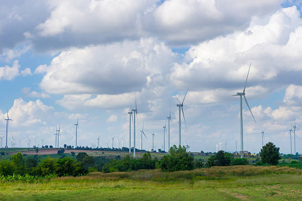 istock Many wind turbine in meadow. 637658270