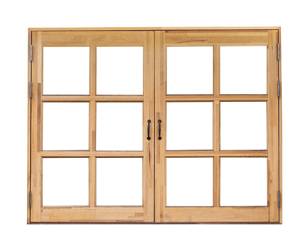 istock Wooden window, isolated on white background 637661658