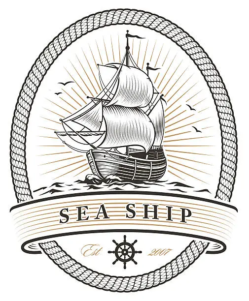 Vector illustration of sea ship