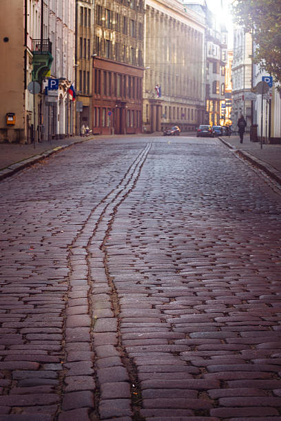 istock Cobbled stone bridge, landscape in the old town 637665486