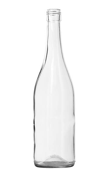 Clear Wine Bottle isolated white background clipping paths stock photo