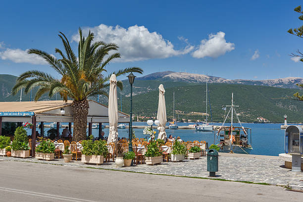 Sami, Kefalonia, Greece, May 26 2015:  Port of town of Sami Sami, Kefalonia, Greece - May 26 2015:   Panorama of Port of town of Sami, Kefalonia, Ionian islands, Greece lixouri stock pictures, royalty-free photos & images