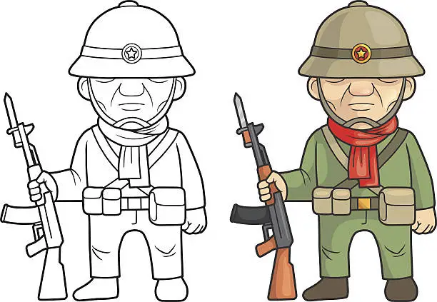 Vector illustration of Vietnamese soldier