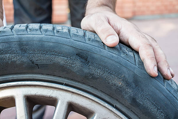istock Mechanician changing unfit car tire 637689280