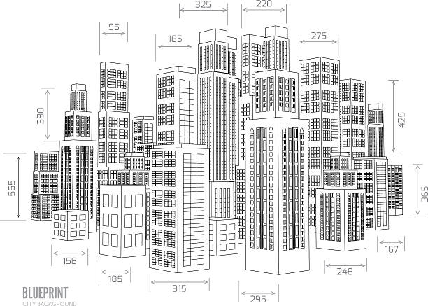 budowa szkieletu. 3d render miasta. - architect three dimensional shape business skyscraper stock illustrations