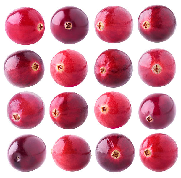 Collection of isolated cranberries Isolated cranberry collection. 16 fresh cranberry fruits of various colors isolated on white background with clipping path cranberry stock pictures, royalty-free photos & images
