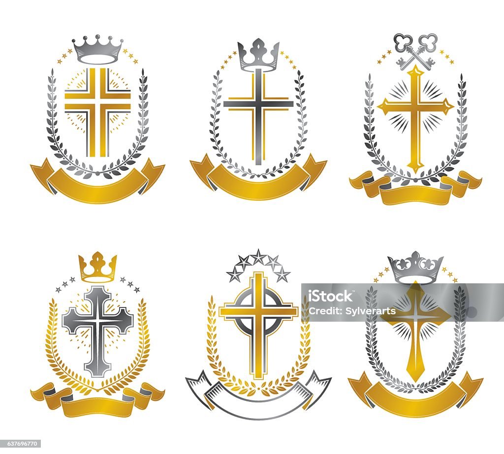 Croix Vectoriel Croix Chrétiennes Emblèmes Ensemble Éléments De Conception Vectoriel ...