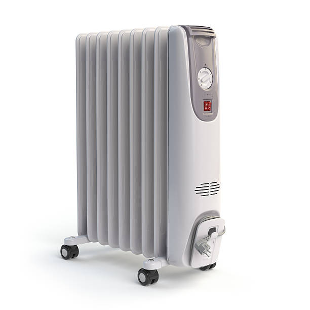 istock Electric oil heater isolated on white background. 637697510