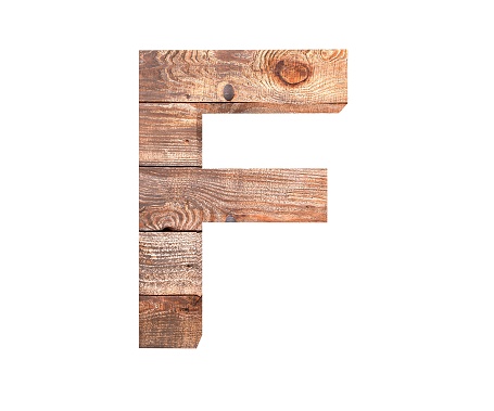 3D decorative wooden Alphabet, capital letter F