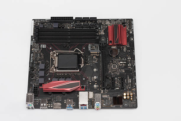 Modern, new, motherboard isolated on white background