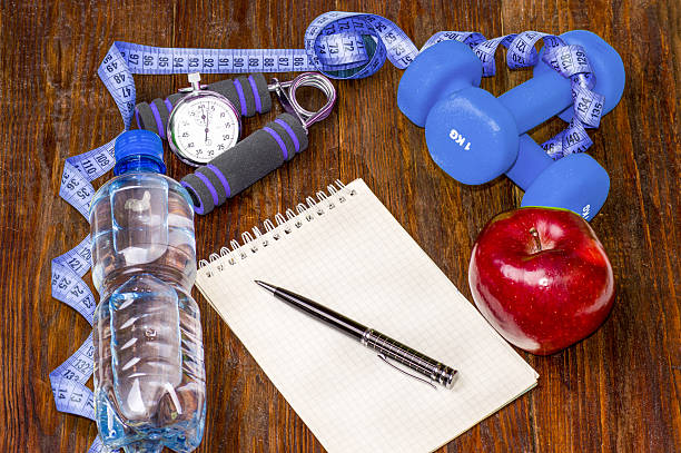 istock Workout and fitness dieting copy space diary. Healthy lifestyle 637704828