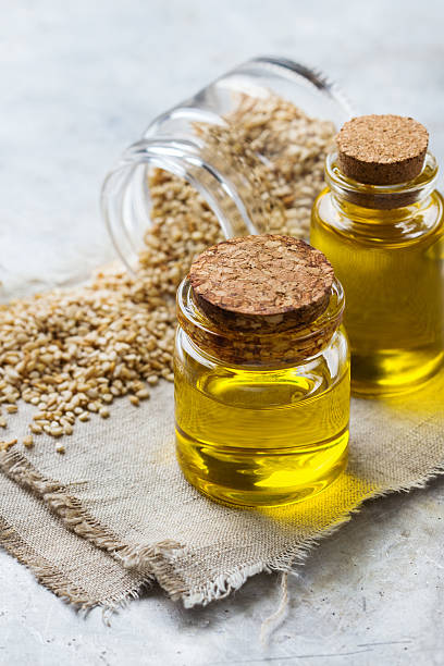 istock Sesame oil and seeds for healthy eating 637706468