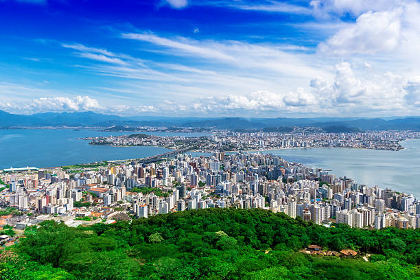 Florianopolis, capital of Santa Catarina State, Brazil The island (below) and the continent florianópolis stock pictures, royalty-free photos & images