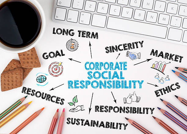 istock Corporate Social Responsibility Concept. White office desk 637710968