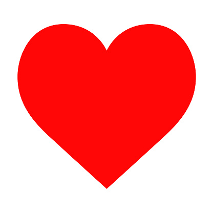 Red heart siolated on white background.