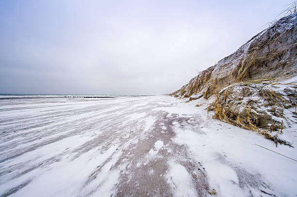 Snowy winter day at the Baltic Sea Beach