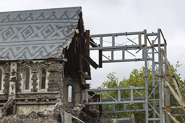 The iconic Anglican Cathedral remains a ruin in Christchurch The iconic Anglican Cathedral remains a ruin in Christchurch, New Zealand,. Debate still rages over the fate of the condemned building. christchurch earthquake stock pictures, royalty-free photos & images