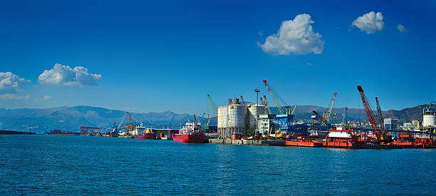 istock Panorama of cargo terminals Genoa Port 637713616