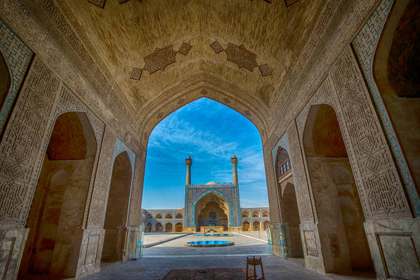 jameh ou mesquita de sexta-feira de isfahan, irã - cultura iraniana oriente médio - fotografias e filmes do acervo