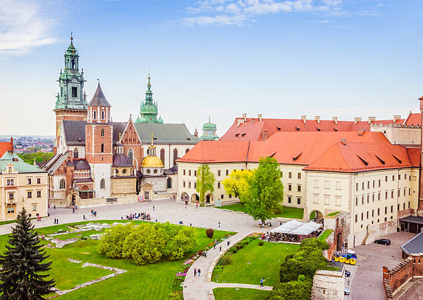 istock Medieval  castle and catholic church 637717062