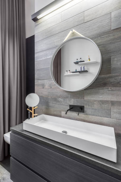 istock Bathroom with countertop washbasin 637717394
