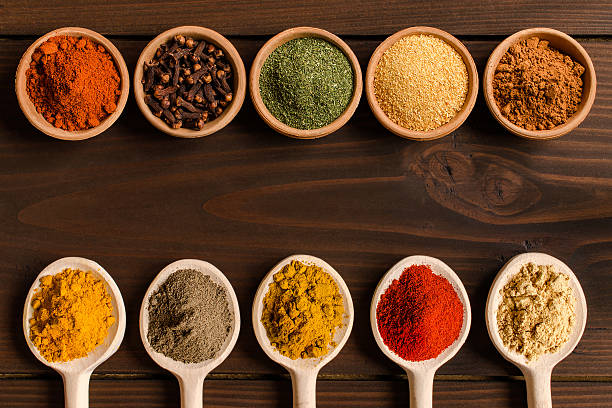 istock Colorful spices background - Top view 637722958