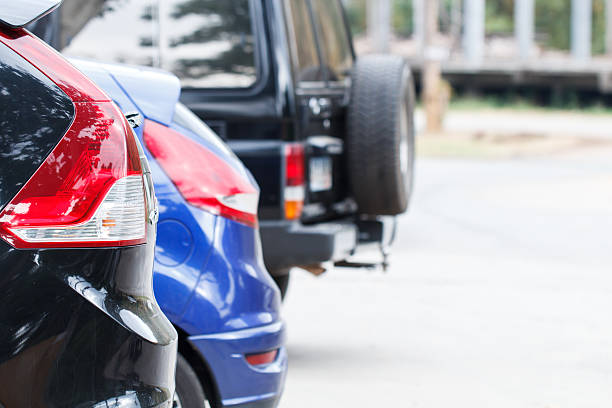 istock Black car parking in line 637723200