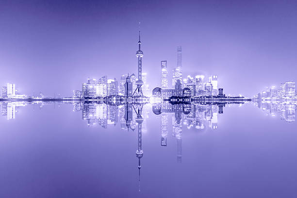 istock Beautiful Shanghai skyline at night,modern urban background 637724698