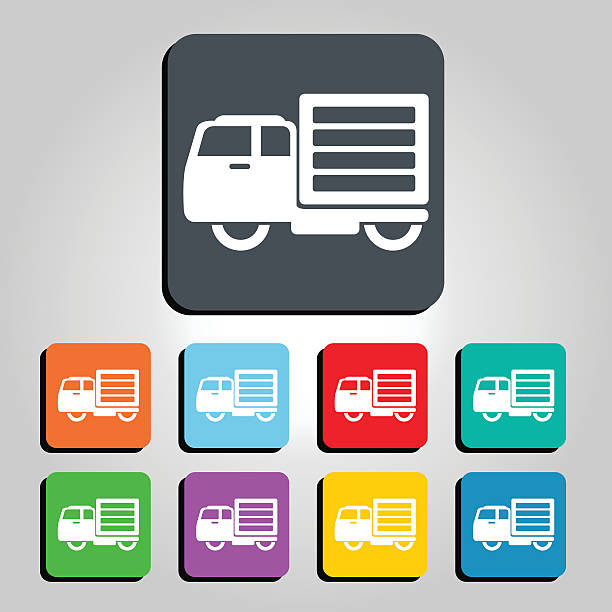 lieferwagen vektor-symbol illustration - truck moving van moving house box stock-grafiken, -clipart, -cartoons und -symbole