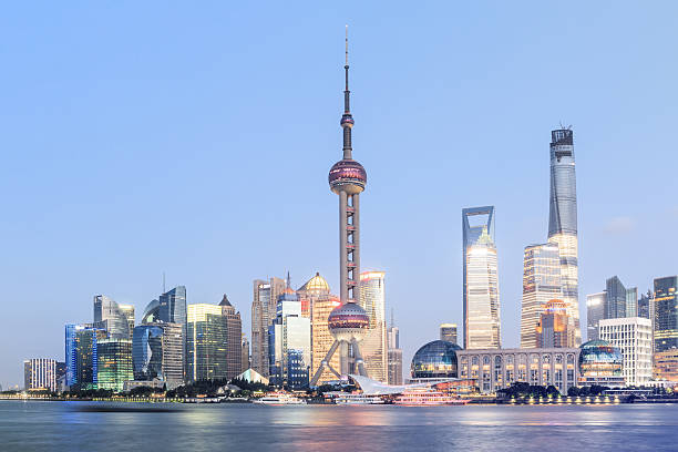 istock Beautiful Shanghai skyline at night,modern urban background 637725516
