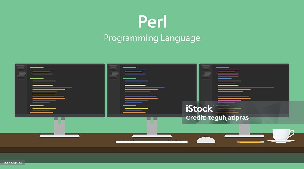 Illustration Of Perl Programming Language Code Displayed On Three ...