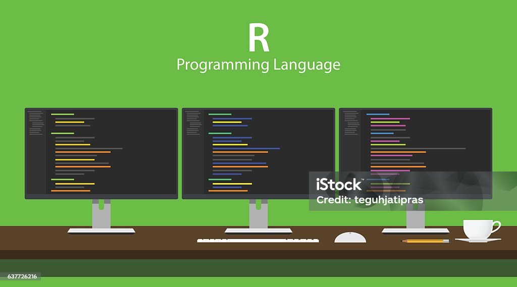 Ảnh Code R 세 대의 모니터에 표시되는 R 프로그래밍 언어 코드 그림 알파벳 R에 대한 스톡 벡터 아트 및 기타 이미지 - 알파벳 R, 코드 ...