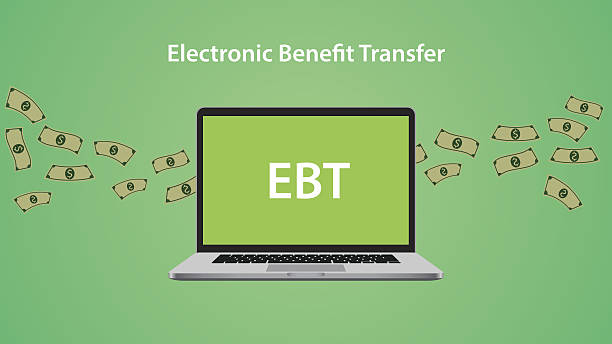 EBT - Electronic Benefit Transfer allows to issue benefits via EBT - Electronic Benefit Transfer allows to issue benefits via a magnetically encoded payment card vector ebt stock illustrations
