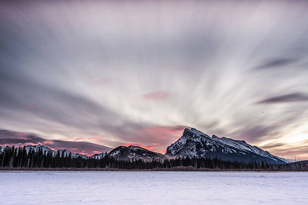 istock Panoramic sunrise landscape at Vermillion lakes in winter 637728772