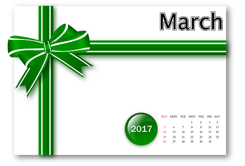 March 2017 - Calendar series with gift ribbon design