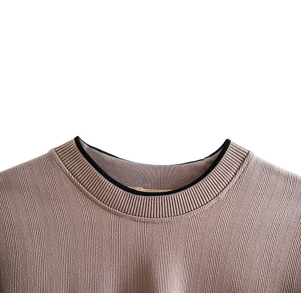 istock Close-up brown woven curve neck sweater, isolated on white background 637732432