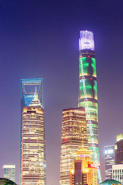 istock Beautiful Shanghai skyline at night,modern urban background 637734146