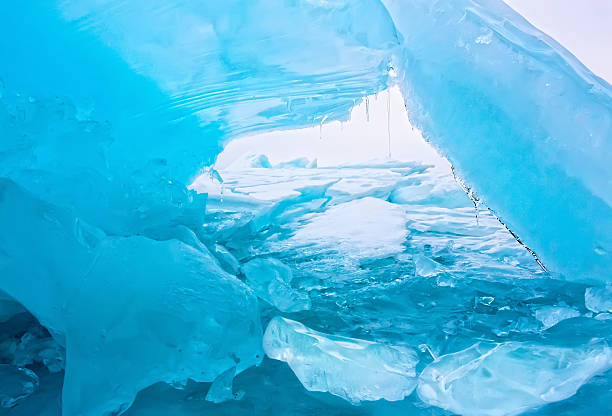 istock Arctic blue glacier ice hummock in cloudy weather 637734188