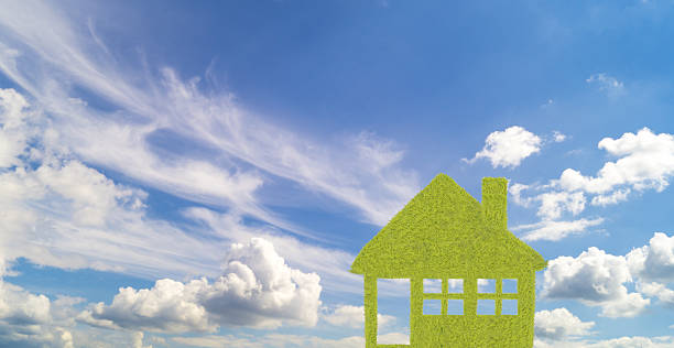 istock Eco concept, green house against a blue sky 637734250