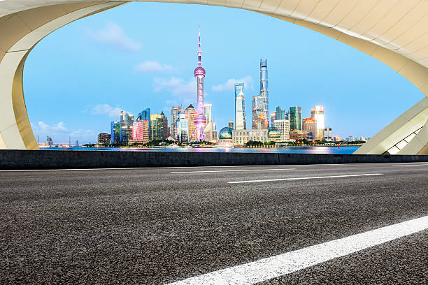 istock Highway and modern urban architecture scene in Shanghai 637734458