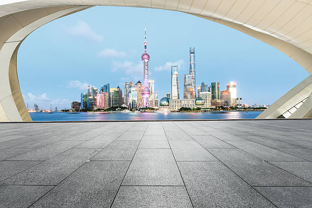istock Empty floor and modern cityscape in Shanghai 637735122