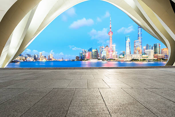 istock Empty floor and modern cityscape in Shanghai 637735246